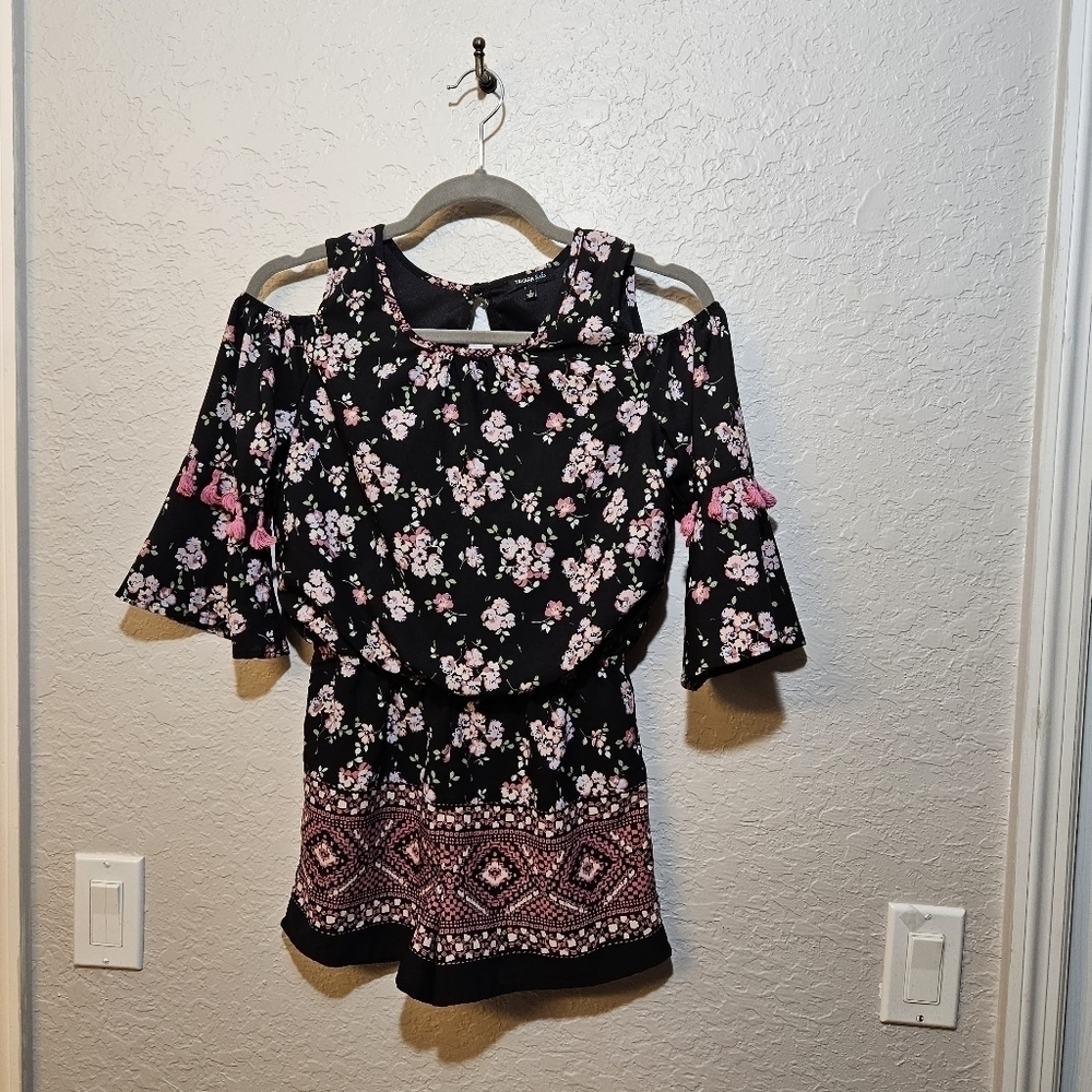 Takara Girls Floral Cold Shoulder Romper size L (girls)